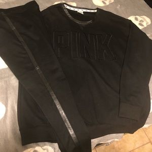 PINK Leather sweater and leggings set